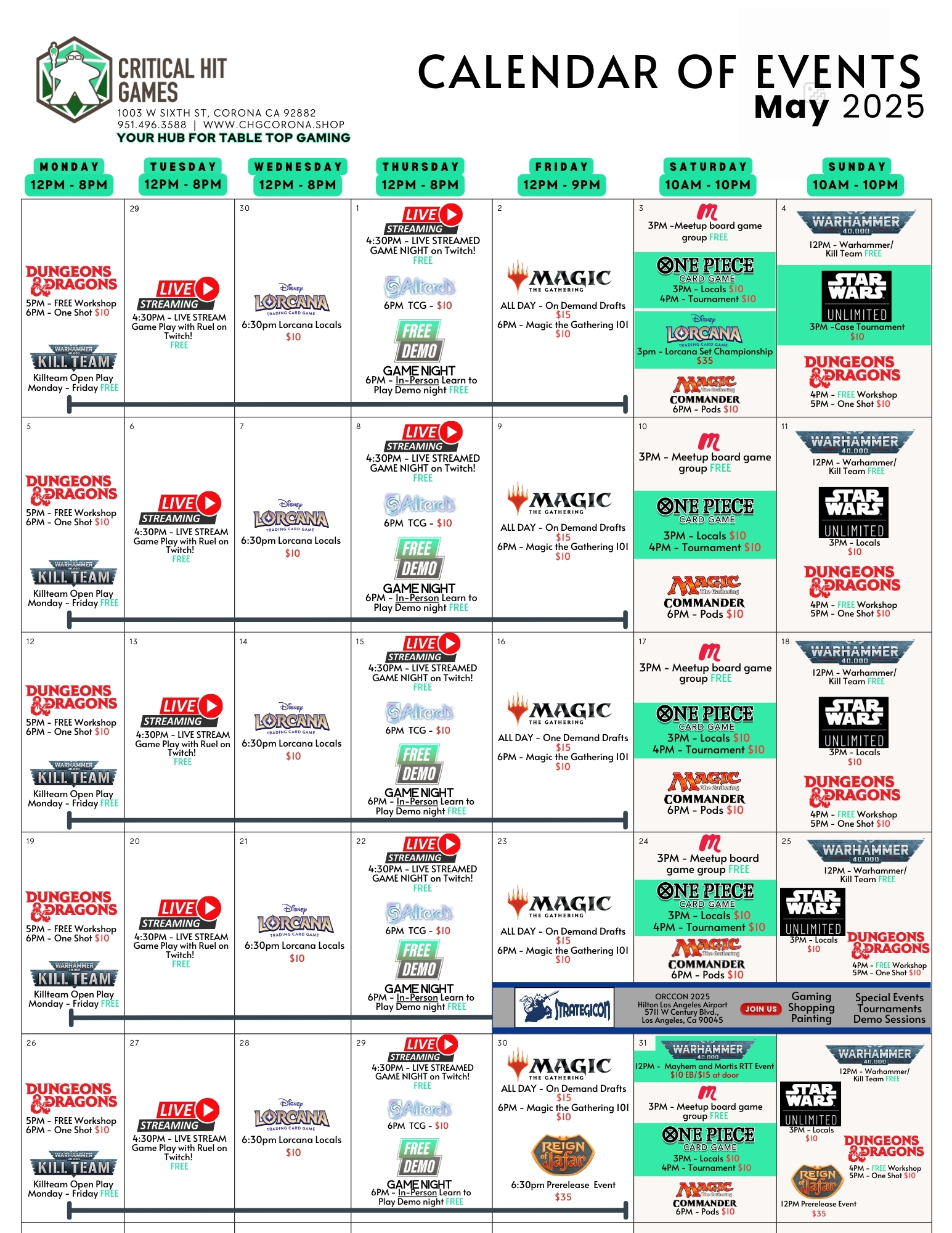 May 2025 calendar